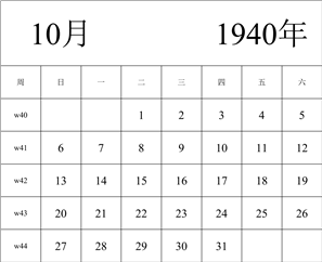 1940年日历